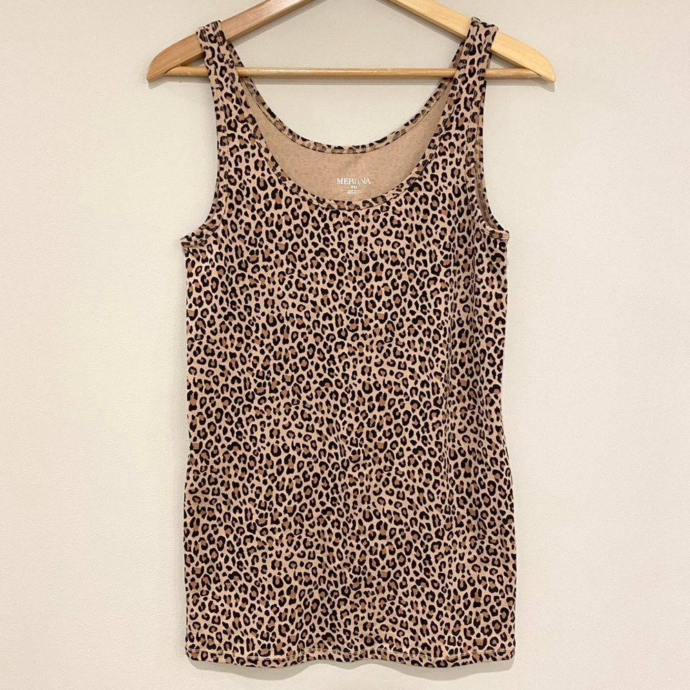 Merona for Target Brown, Tan, & Black Cheetah Print Fitted Tank Top Size XXL